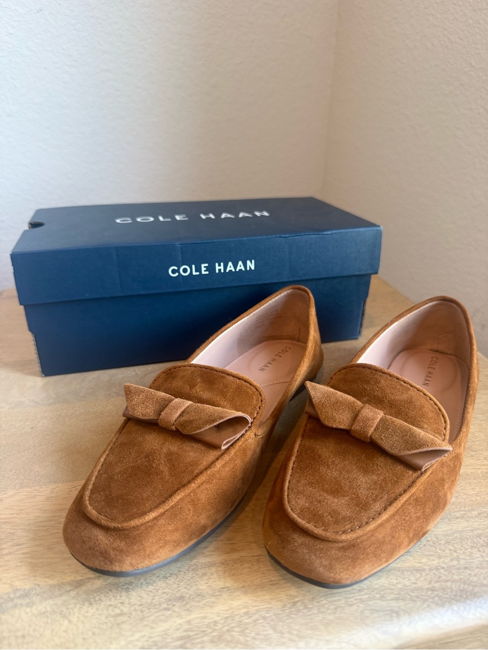 Cole Haan Womens Suede Loafers in Brown